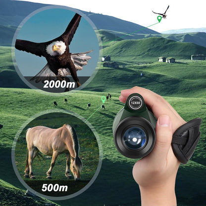 Pankoo 12x60 HD Monocular Telescope for Adults | Comes with Smartphone Adapter Tripod Hand Strap | Suitable for Bird Watching Sports Hiking Traveling