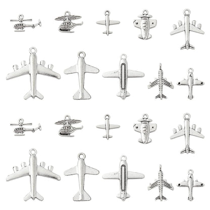 Ipotkitt 100 Pcs 10 Styles Vintage Style Charms Passenger Airplane Charms Aircraft Airliner Charms Jewelry Findings for Jewelry Making DIY Crafts