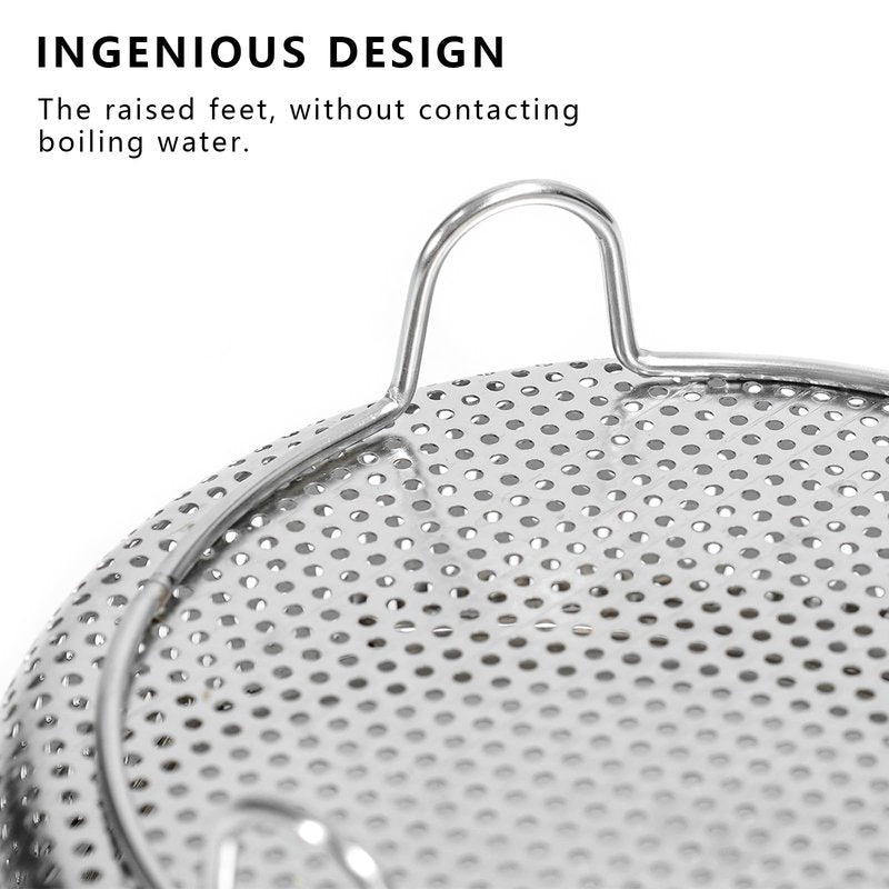 ICEICE Stainless Steel Steamer Basket - Vegetable & Dumpling Steamer Insert for Pots, Instant Pot Accessories with Handles & Feet, Multi-Purpose Mesh Strainer for Cooking, Fruits (Silvery, Large)