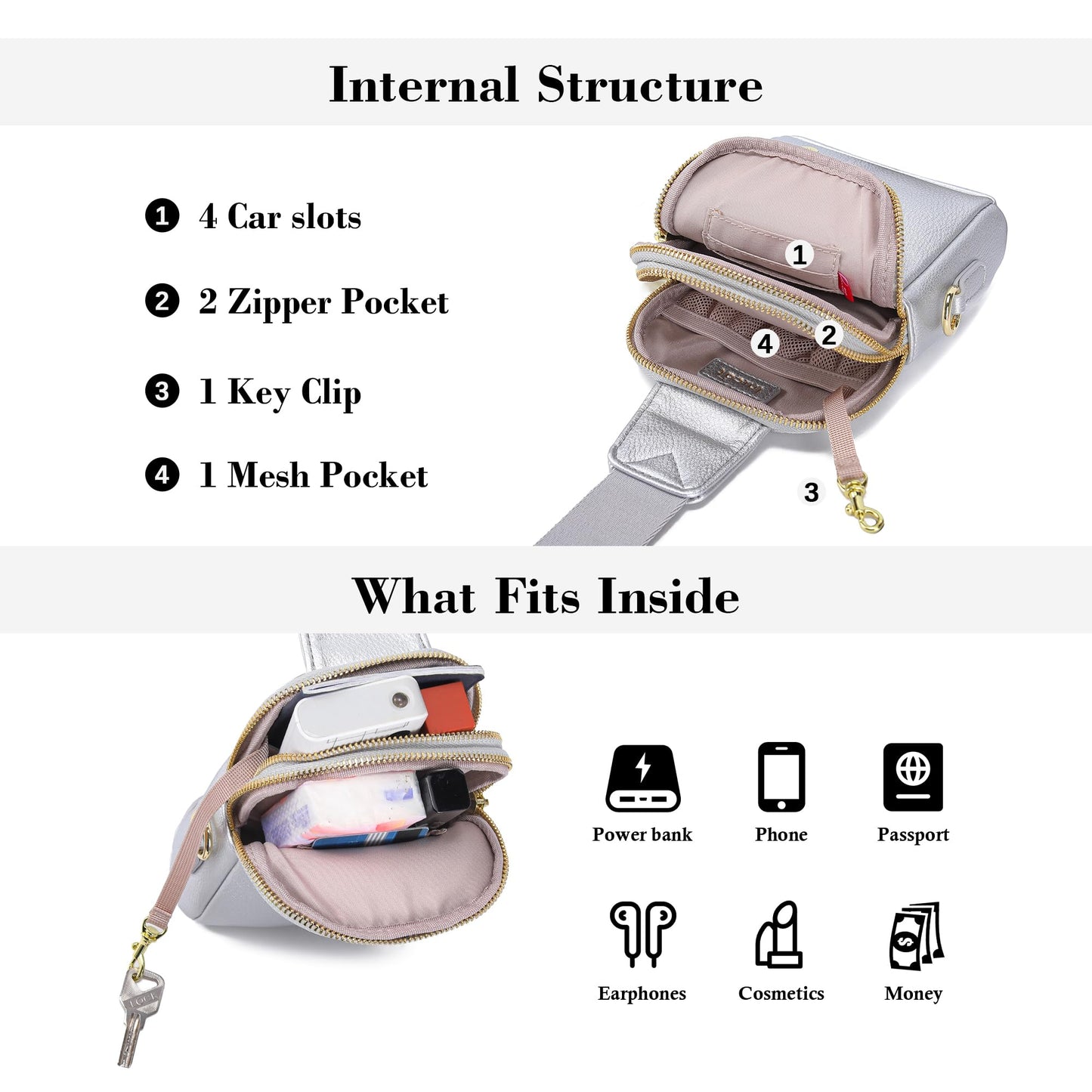INICAT Anti Theft Crossbody Bags for Women Travel Small Sling Bags Cross Body Bag Purses for Woman