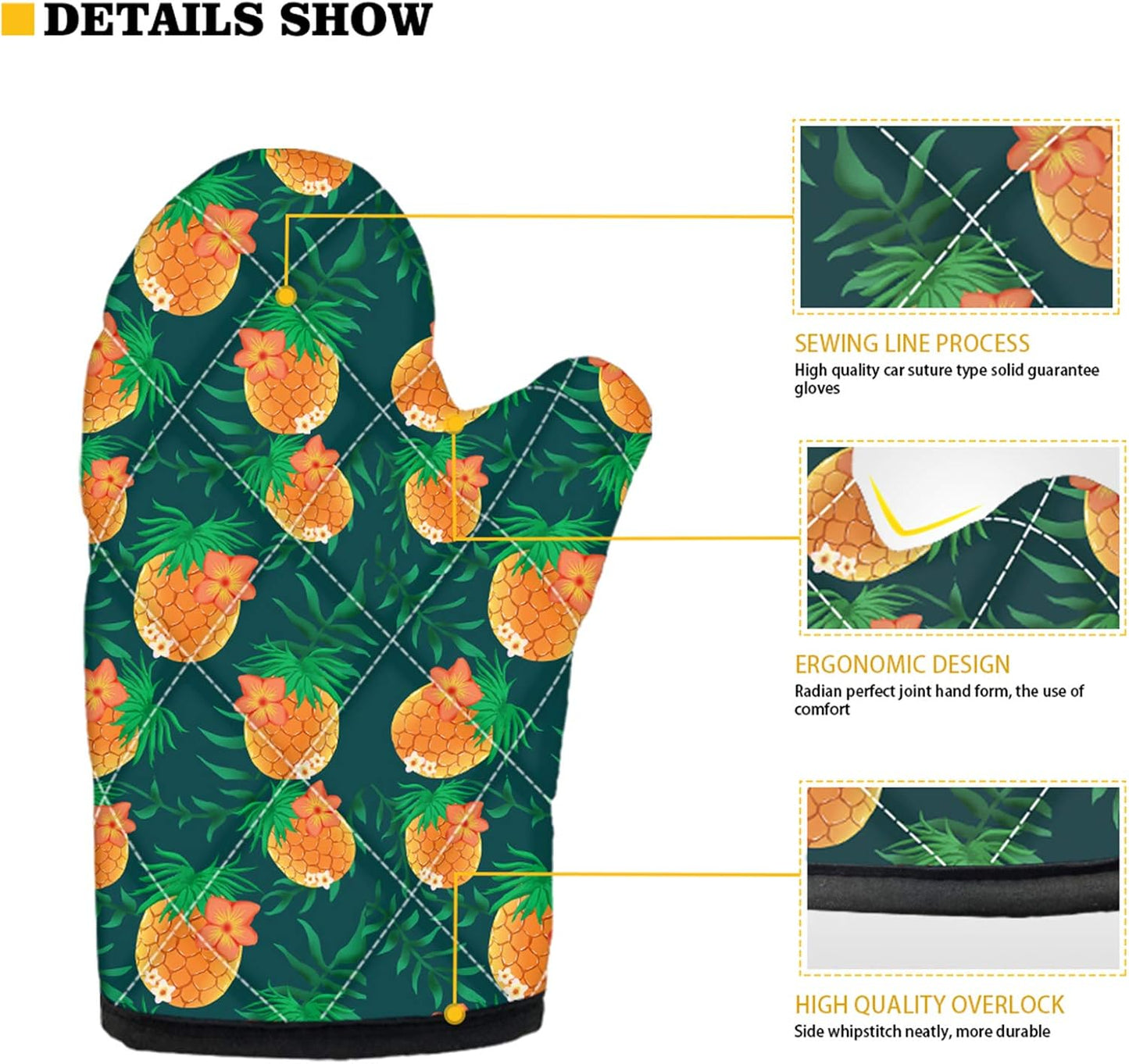 UNICEU White Chicken Pattern Fashion Heat Resistant Hot Oven Mitts & Pot Holders - Kitchen Gift Set with Non-Slip