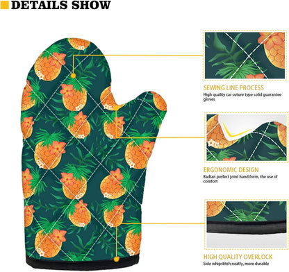 UNICEU White Chicken Pattern Fashion Heat Resistant Hot Oven Mitts & Pot Holders - Kitchen Gift Set with Non-Slip