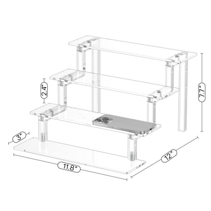 WINKINE Perfume Stand Organizer, Acrylic Riser Display Shelf, Clear Stand Compatible with Funko POP Figures, 4 Tiered Display Riser for Cologne, Acrylic Cupcake Organizer