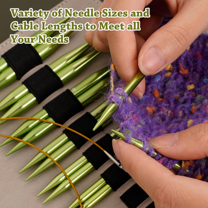 Interchangeable Circular Knitting Needles Set Includes 13 Pairs of Premium Aluminum Needles and Knitting Tools Box for Knitting Projects Use