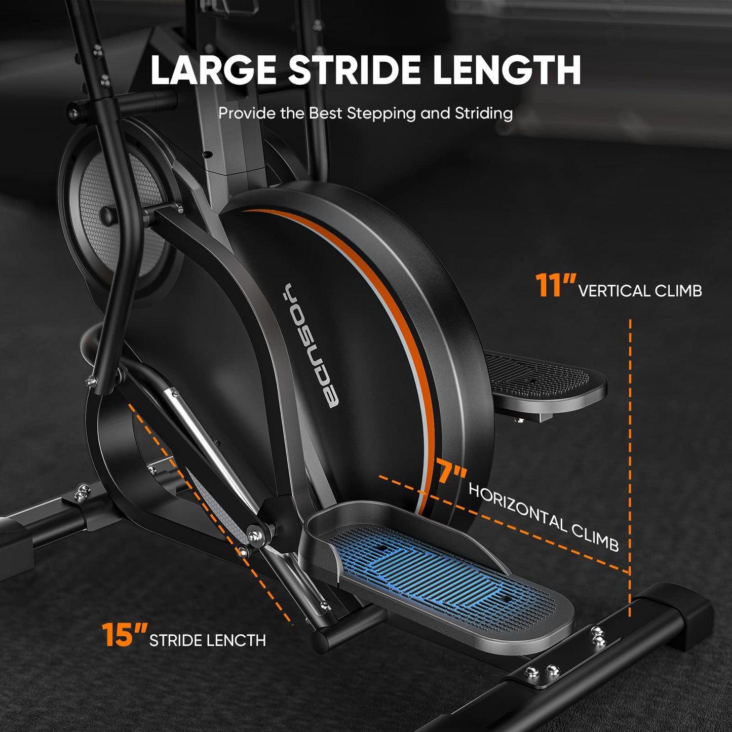 YOSUDA Pro Cardio Climber Stepping Elliptical Machine, 3-in-1 Elliptical Machine Stair Stepper Trainer, Total Body Fitness Cross Trainer with Quiet Magnetic Driving System, 16 Resistance