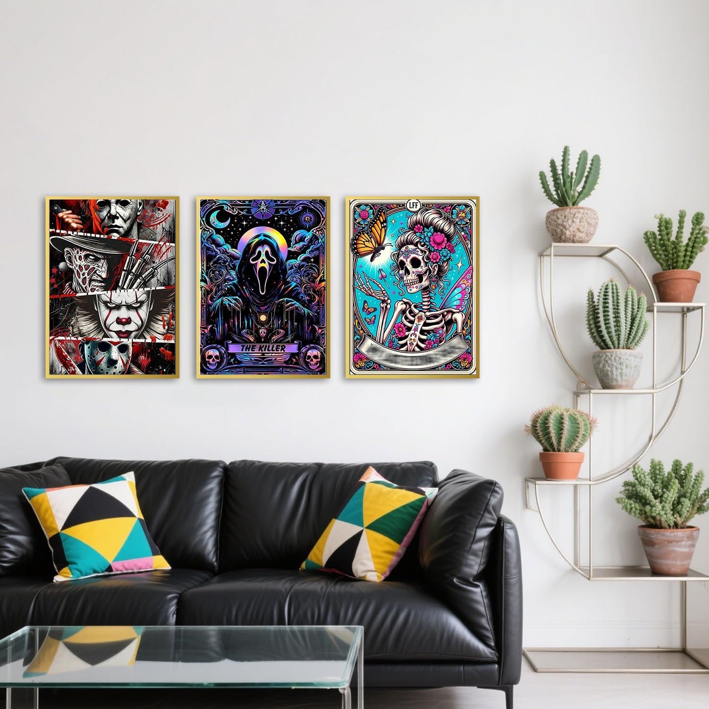 WEMEON 3 Pack Halloween Diamond Painting Kits for Adults Beginners- 3 Pack Skeleton Diamond Art Kits for Adults, DIY 5D Gem Art Kits for Gift Home Wall Decor Gifts(12x16inch)