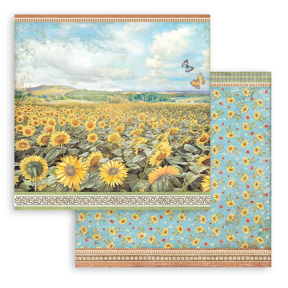 Stamperia Scrapbooking Pad 10 Sheets 12 x 12 Inches - Sunflower Art