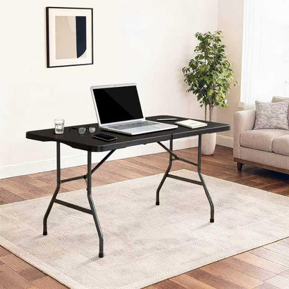 Vampire Killer Folding Table 6ft Foldable Table with Built in Handle & Steel Legs / 6FT Heavy Duty Folding Portable,Perfect for Party, Dining Indoor/Outdoor Events, Tailgating & Backyard BBQ, Black