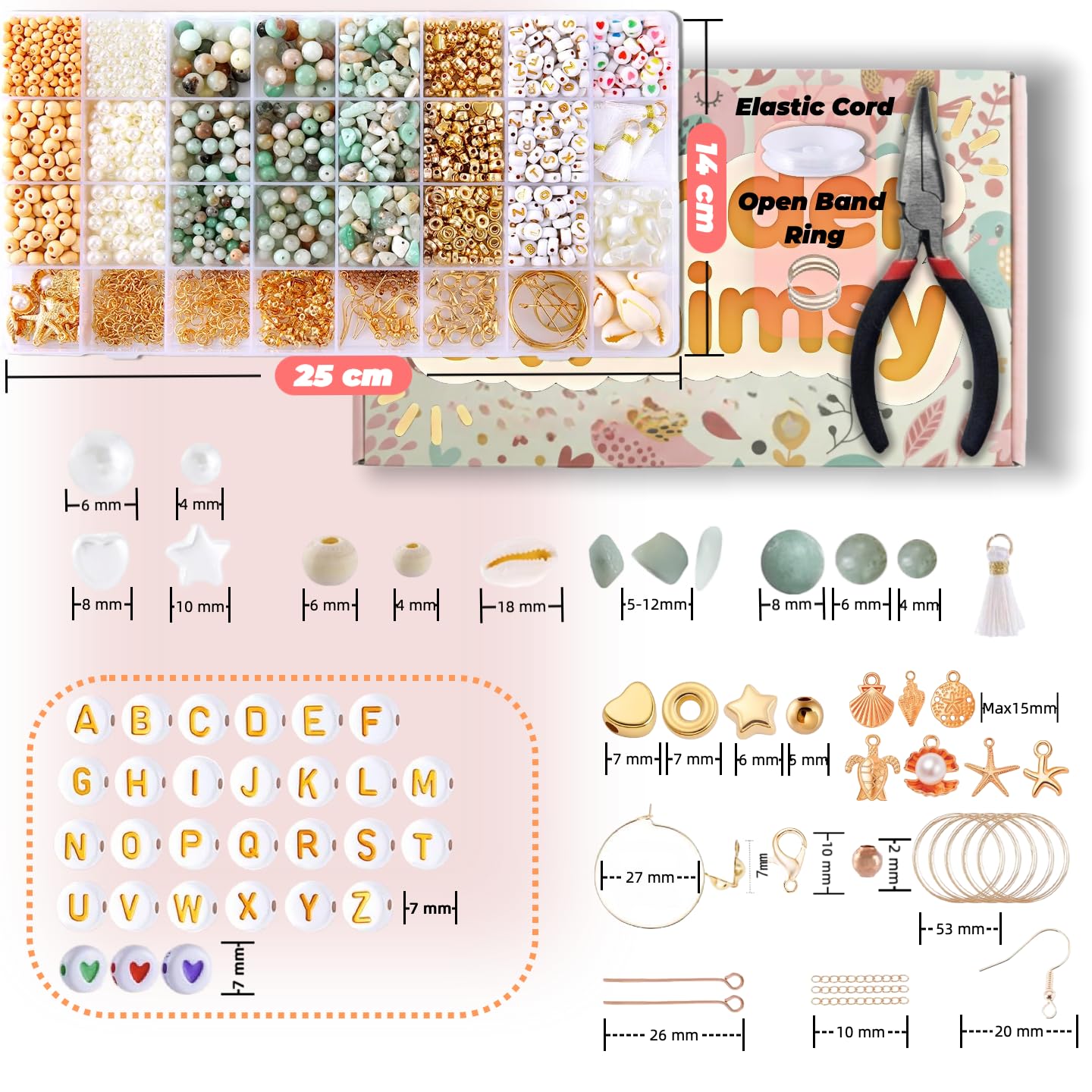 Jewelry Making Kit for Adults, 1920+ Pcs Natural Stone Beads for Bracelets Making, Includes Amazonite, Pearls, Irregular Stones & Letter Beads, DIY Crystal Bracelet Making Kit with Tools & Storage Box