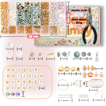 Jewelry Making Kit for Adults, 1920+ Pcs Natural Stone Beads for Bracelets Making, Includes Amazonite, Pearls, Irregular Stones & Letter Beads, DIY Crystal Bracelet Making Kit with Tools & Storage Box
