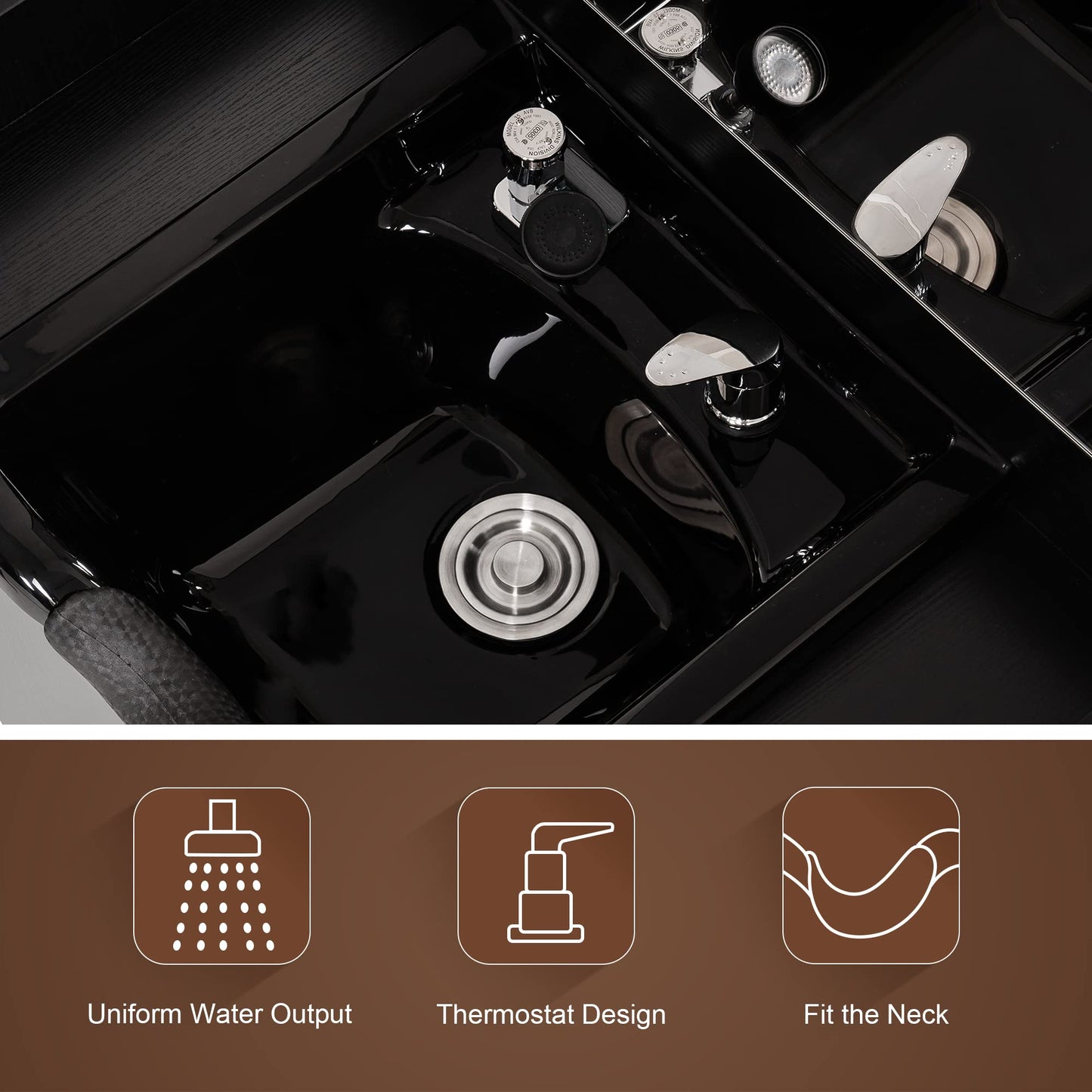 BarberPub Wall Mount Storage Station with Mirror Shampoo Bowl High-end Styling Beauty Salon Furniture Set 3145 (Black)