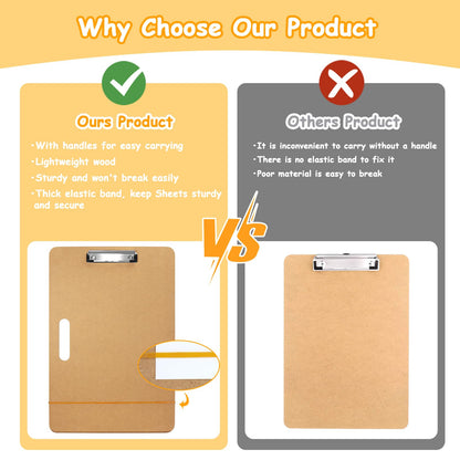 TKOnline 11.8x17.7 Sketch Drawing Board, Art Board with Sturdy Clip and Rubber Bands, Portable Artist Clipboard Easel for Classroom, Drafting and Studio Drawing