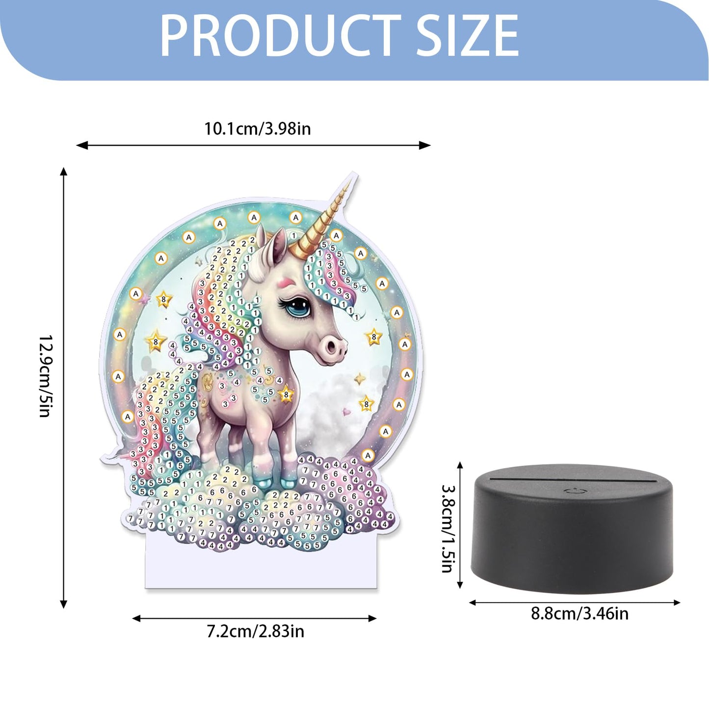 JISHSHAY Diamond Painting Night Light Diamond Art Table Lamps Gem Art LED Lights Gem Painting Desk Lamp Mosaic Kits for Adults DIY Kits for Adults Paint by Numbers,with Special Shaped Crystal,Unicorn