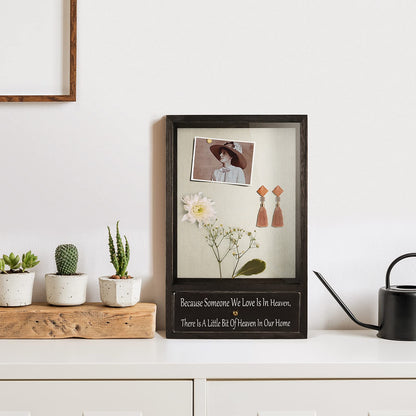 TJ.MOREE Memorial Gifts in Memory of Loved One Gifts Sympathy Gifts for Loss of Mother Father Remembrance Shadow Box - Because Someone We Love is in Heaven There is a Little Bit of Heaven in Our Home