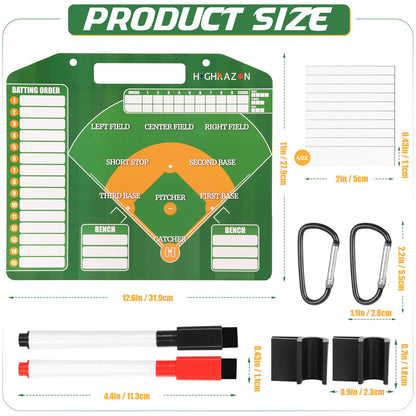 HIGHRAZON Magnetic Baseball Coach Clipboard, Dry Erase Coach Lineup Board, Premium Tactical Baseball Coaching Board with 40 Lineup Cards and Marker, Dugout Display Softball Coaching Accessories