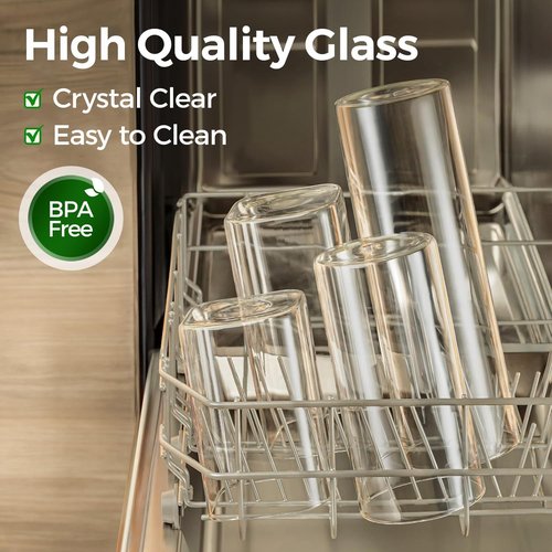 ComSaf Glass Storage Containers - 1.2 Qt Clear Glass Jars with Lids | Set of 4 for Pantry Organization