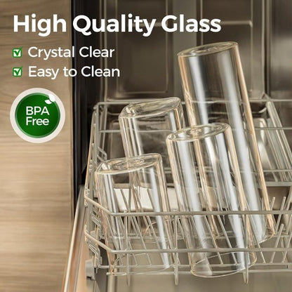 ComSaf Glass Storage Containers - 1.2 Qt Clear Glass Jars with Lids | Set of 4 for Pantry Organization