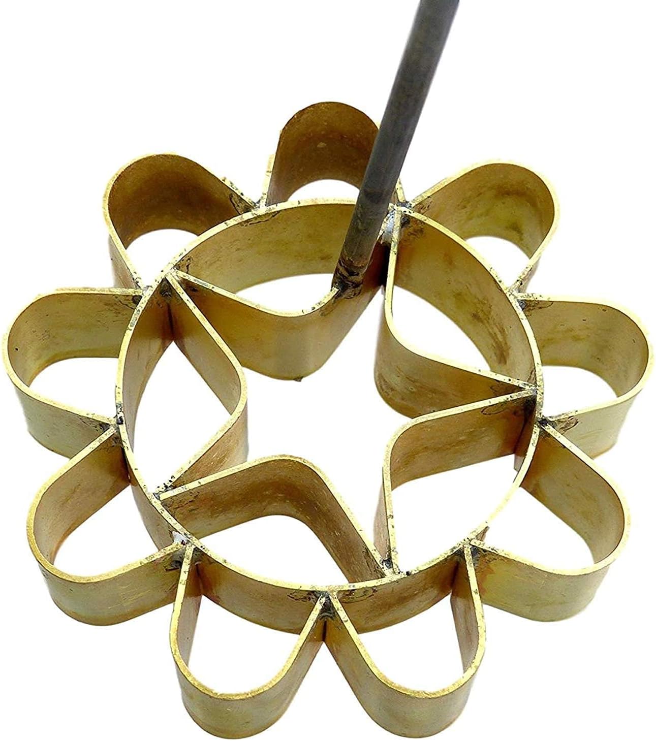 Dok Jok Brass Mold Thai Dessert Maker, Medium Rosette Lotus Flower Cookie Mold with Handle, 3.14 Inch Diameter