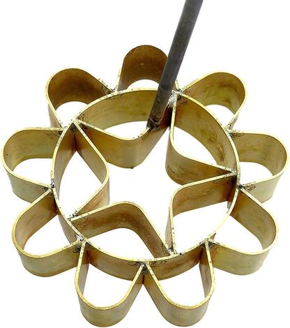 Dok Jok Brass Mold Thai Dessert Maker, Medium Rosette Lotus Flower Cookie Mold with Handle, 3.14 Inch Diameter