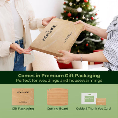 Keechee Dishwasher Safe Bamboo Cutting Board, Lightweight & Durable Wood Cutting Board, Reversible with Juice Groove, Easy to Store & Clean, Ideal Kitchen Gift for Home Cooks
