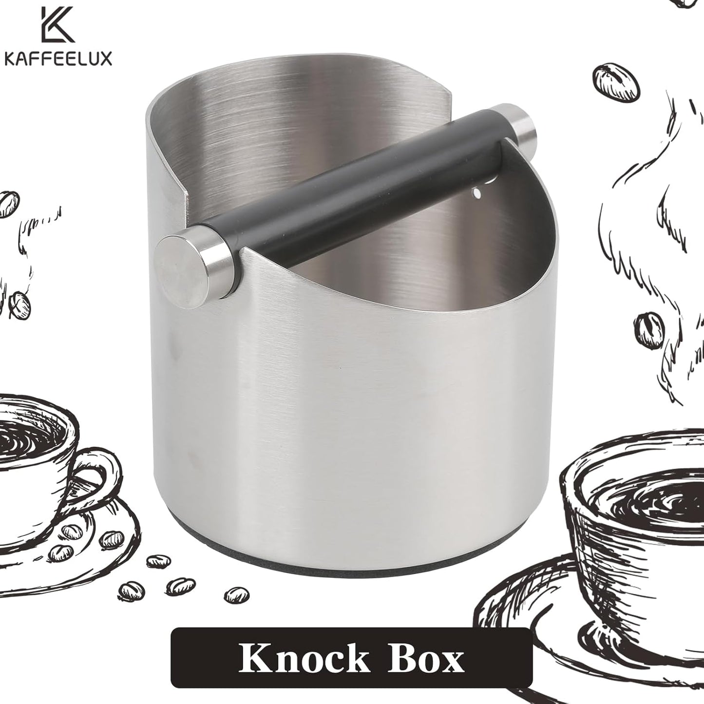 Stainless Steel Italian Espresso Tapping Box with Detachable Rod & Anti-Slip Rubber Base (Silver-S)