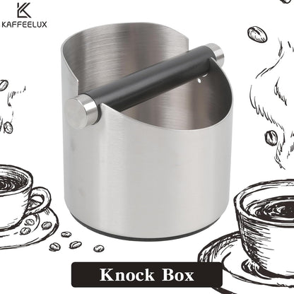 Stainless Steel Italian Espresso Tapping Box with Detachable Rod & Anti-Slip Rubber Base (Silver-S)
