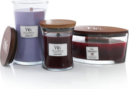WoodWick Medium Hourglass Candle, Black Cherry - Premium Soy Blend Wax, Pluswick Innovation, Made in USA