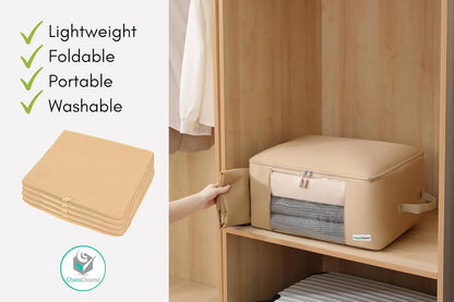 Clothing Storage Bags - Large Organizer for Sweaters, Bedding, Garment, Mothproof Underbed Space Saver with Zip & Window