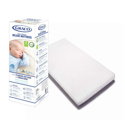 Graco Theo Crib and Mattress Nursery Essentials Pack (White) – GREENGUARD Gold Certified Baby Crib & Crib Mattress, Cribs with Mattress Included, Convertible Crib, Baby Mattresses for Crib
