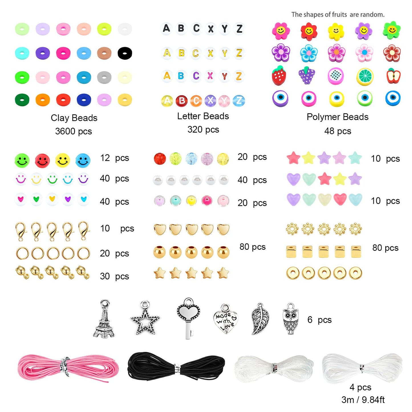 Dowsabel Clay Beads 7500 Pcs Friendship Bracelet Making Kit,2 Boxes 24 Colors Polymer Heishi Beads with Letter Beads for Jewelry Making, DIY Arts and Crafts Gifts Toys for Girls Age 4+