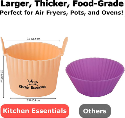 Air Fryer Baking Ramekins, Premium Food-Grade Silicone Mold Cups, 4-Pack for Muffins, Cupcakes, Puddings, Tarts