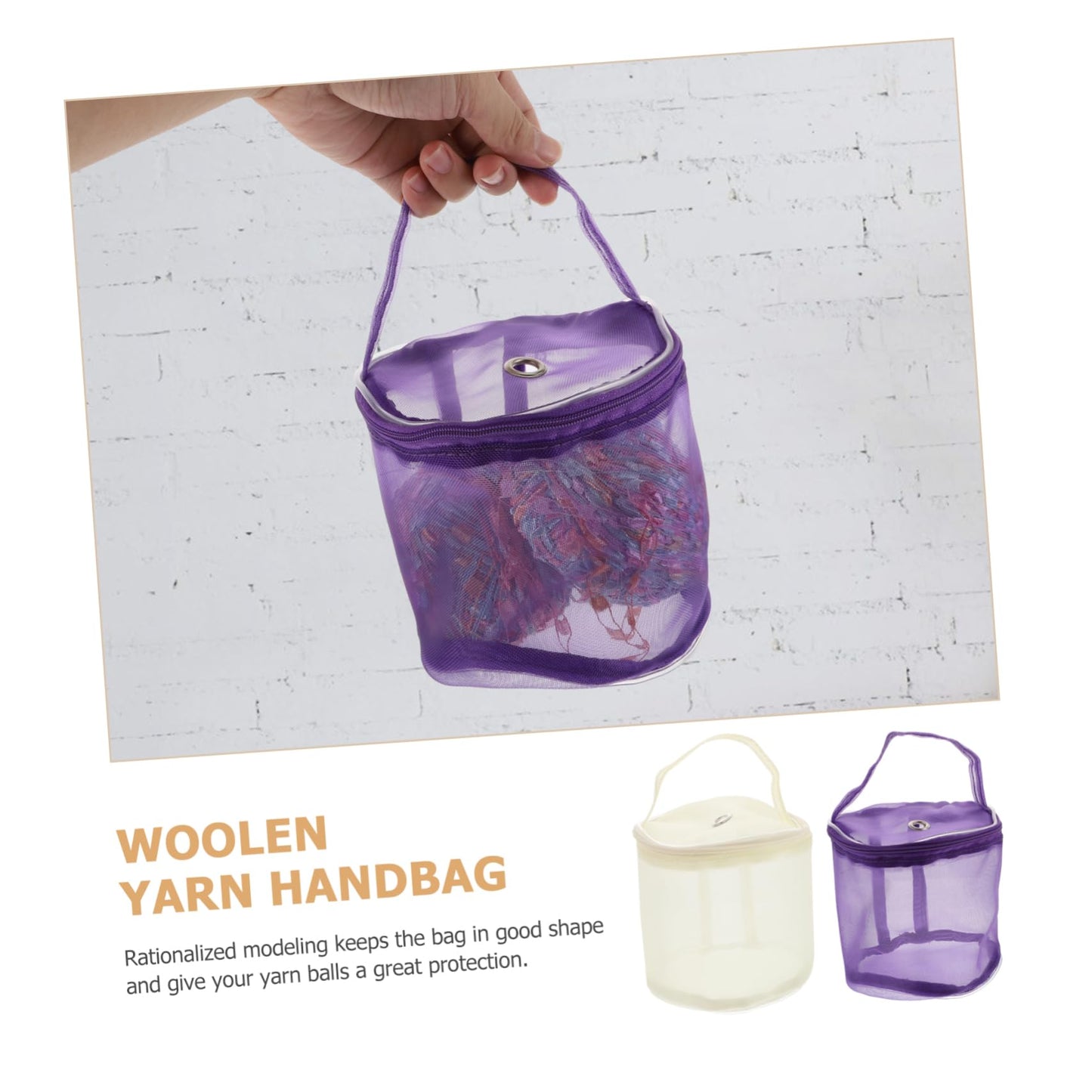 2Pcs Mesh Yarn Storage Bags - Portable Nylon Yarn Balls Organizer for Knitting and Crochet Projects - Purple and Magenta