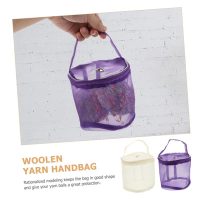 2Pcs Mesh Yarn Storage Bags - Portable Nylon Yarn Balls Organizer for Knitting and Crochet Projects - Purple and Magenta