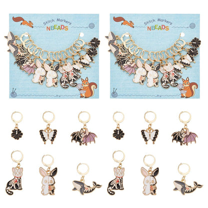 NBEADS 24 Pcs 6 Styles Enamel Crochet Stitch Markers, Removable Leverback Hoop Locking for Knitting, Weaving, Sewing, Needleworks, and Jewelry Making