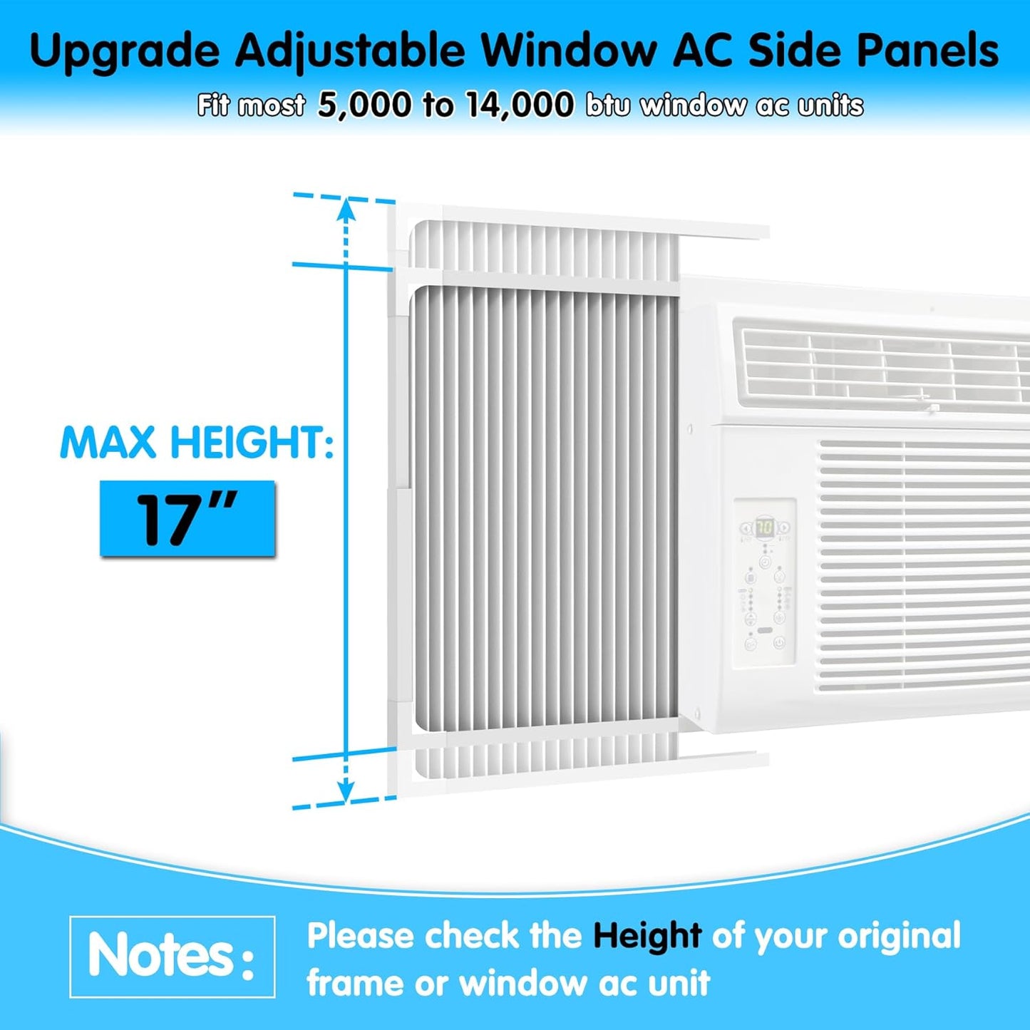 Air Jade Adjustable Window Air Conditioner Side Panels with Frame, Pack of 2 for 14,000 to 22,000 BTU Units