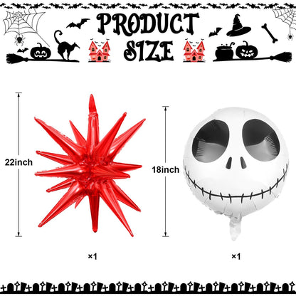 Halloween Balloon Arch Kit Bloody Balloons Garland Black and Red Balloon with Skull Face Explosion Star Foil Balloon for Nightmare Horror Theme Birthday Spooky Vampire Skeleton Cat Party Decorations