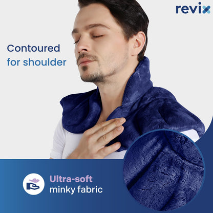 REVIX Microwavable Heating Pad for Neck Shoulders and Back, Microwave Heated Neck Wrap with Moist Heat, Light-Gray
