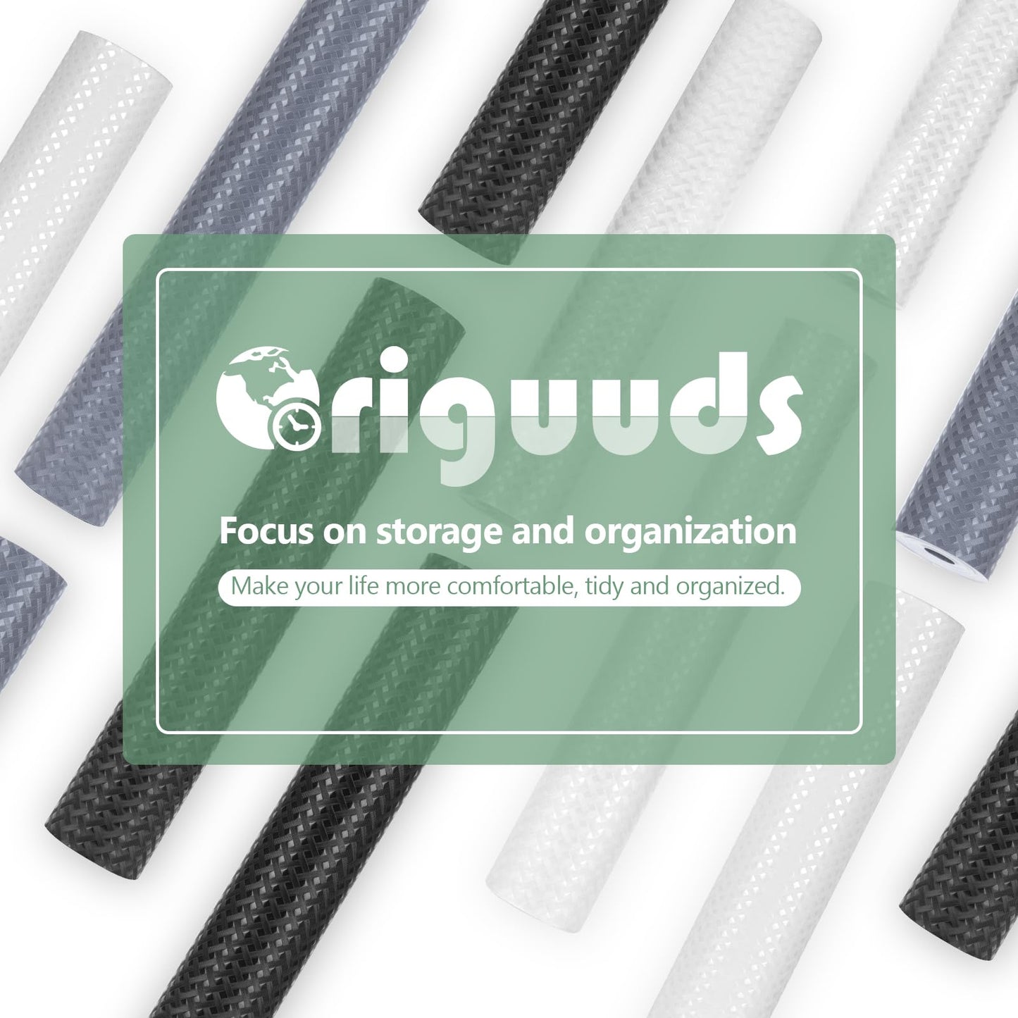 Origuuds Shelf Liners, Non-Adhesive Drawer Liner, Waterproof & Oil-Proof Kitchen Cabinet Cupboard Liner Plastic EVA Material BPA Free Fridge Liner Mats Paper Protector for Shelves (Grey/12in x 120in)