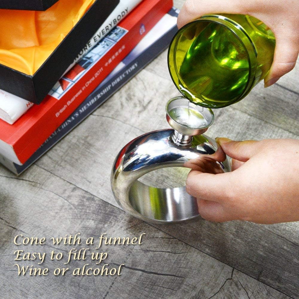 Liquor Flask for Women with Funnel - Stainless Steel Bangle Bracelet Hidden Flask Set 3.5OZ