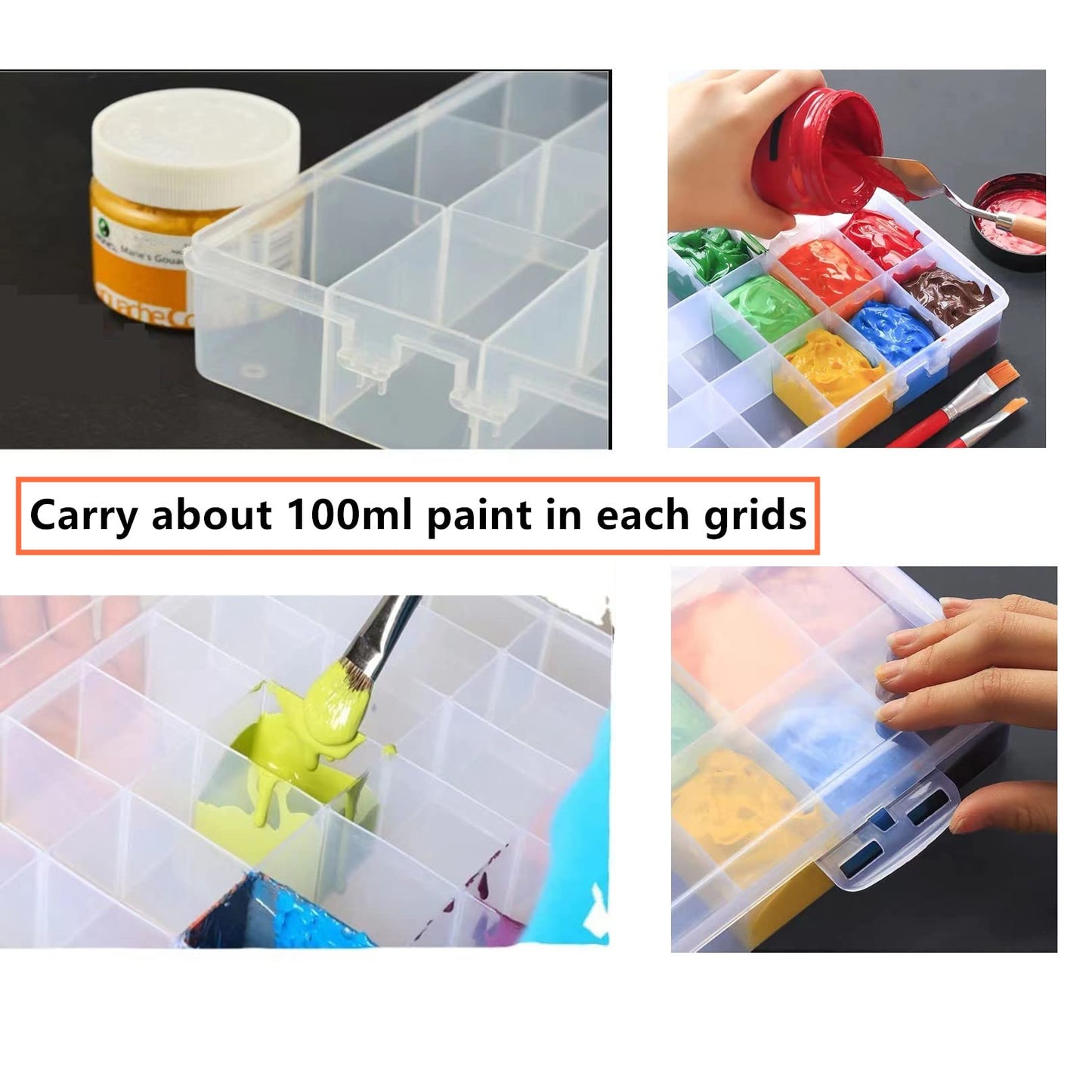 Feadily 1PCS 36 Grids Large Plastic Organizer Box with Dividers, Compartment Organizer Box for Nail Accessories/Screw/Sewing Arts and Oil Paint, Bead Storage Containers 14.9" x 9.2" x 1.9" (Clear)