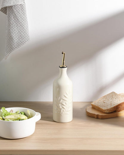 20 Oz Set 1 Sweejar Ceramic Olive Oil Dispenser Bottle Relief Opaque Oil Cruet Protects To Reduce Oxidation Suitable
