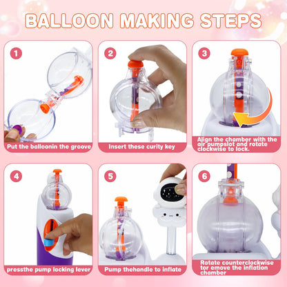 DIY Balloon Animal Craft Kit with Stickers & Air Pump, Create Your Own Magic Balloon Making Craft Toys for Kids, Creative Arts Crafts Birthday Christmas Gifts for Girls & Boys Ages 3-12 (White)