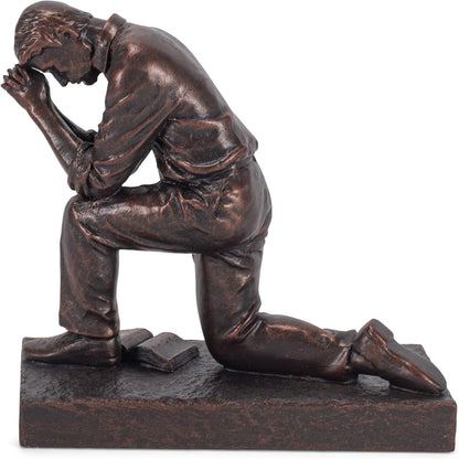 Lighthouse Christian Products Praying Man Seeking God Bronzelike Finish 4.5 x 2.75 Cast Stone Sculpture
