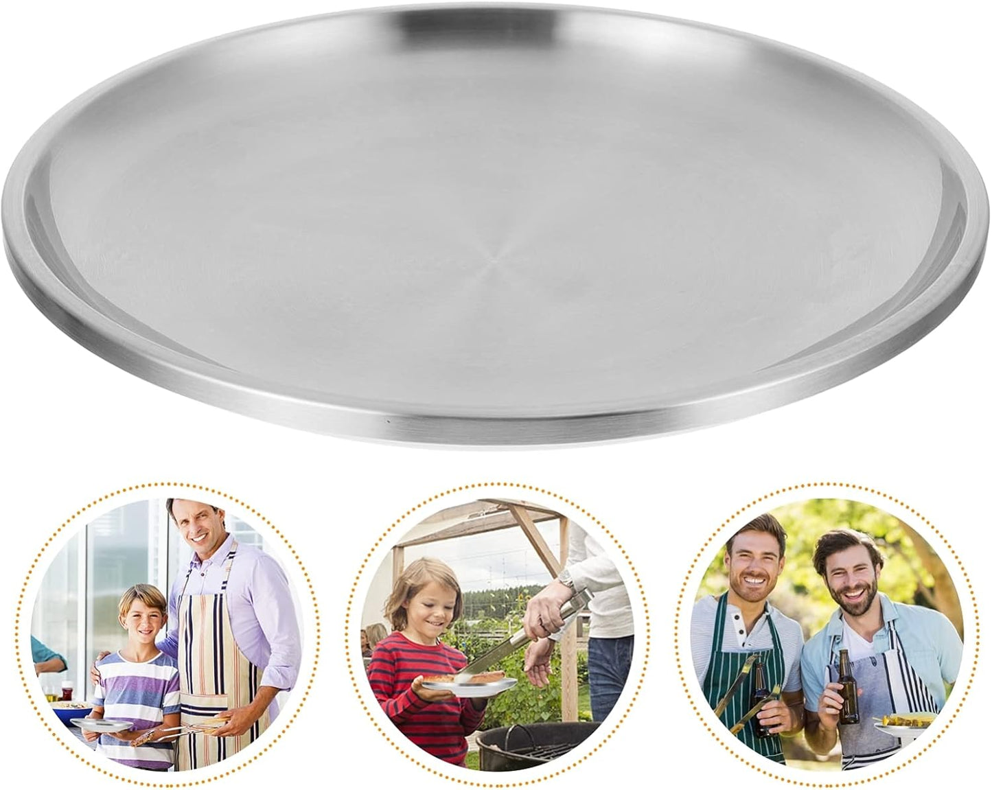 Kichvoe Stainless Steel Pizza Pan, 8 Inch Round Baking Sheet, Crisper Pan for Pizza Pie