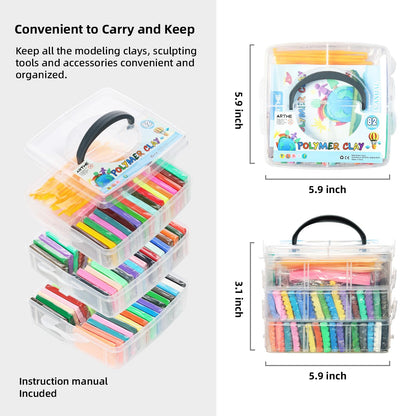 ARTME Polymer Clay, 82 Colors Clay Kit, Oven Bake Modeling Clay, Creative Polymer Clay Kit with Sculpting Tools and Jewelry Accessories, Non-Toxic, Ideal DIY Clay Gifts for Adults and Teens