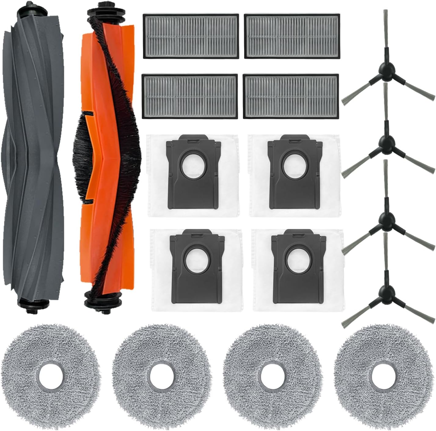 Replacement Parts for Dreame X30 Ultra / L10s Pro Ultra Robot Vacuum, 1 Main Brush, 1 Rubber Brush, 4 Side Brushes, 4