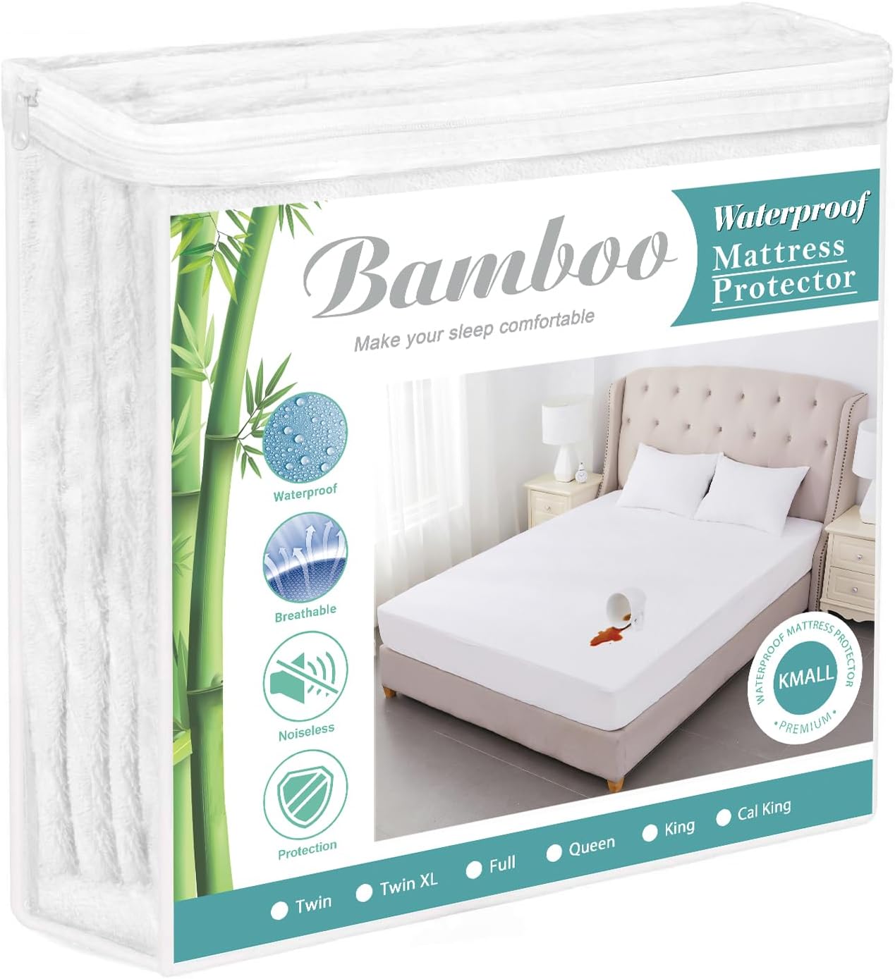 Full Size Cooling Mattress Protector Pad, Breathable Fitted Sheet Style, Waterproof for Pets