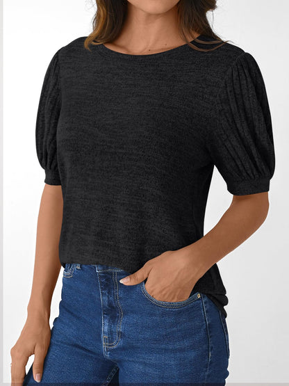 LILLUSORY Womens 2025 Summer Sweater Top Short Sleeve Blouses Dressy Casual Shirts Business Tops Cute Vacation Tunic Black L