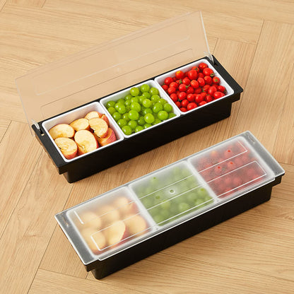 BEYLANG Ice Chilled Serving Tray Condiment Pots 3 Compartment Condiment Server Caddy (3 Compartments)