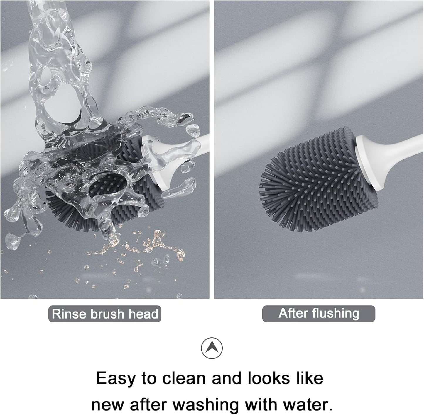 Lefree Silicone Toilet Brush and Holder, Bathroom Cleaner Brush Set, Non-Slip Handle with TPR Soft Bristle